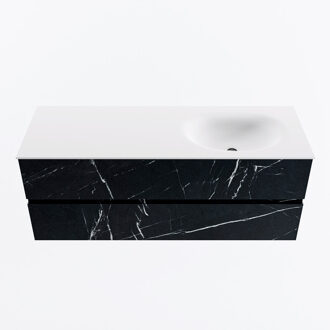 Mondiaz VICA 130cm badmeubel onderkast Marquina 2 lades. Wastafel MOON rechts 1 kraangat, kleur Talc.