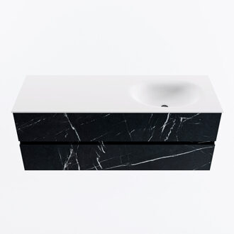 Mondiaz VICA 130cm badmeubel onderkast Marquina 2 lades. Wastafel MOON rechts zonder kraangat, kleur Talc.
