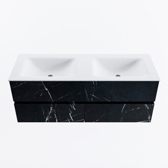 Mondiaz VICA 130cm badmeubel onderkast Marquina 4 lades. Wastafel CLOUD dubbel 2 kraangaten, kleur Talc.