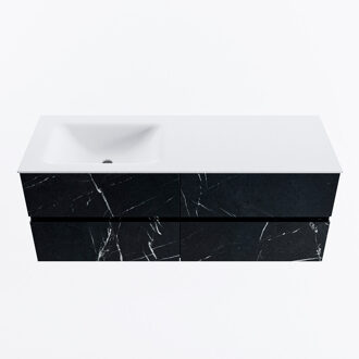 Mondiaz VICA 130cm badmeubel onderkast Marquina 4 lades. Wastafel CLOUD links 1 kraangat, kleur Talc.