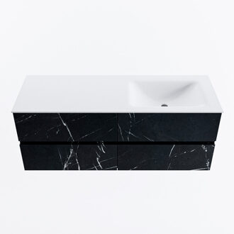 Mondiaz VICA 130cm badmeubel onderkast Marquina 4 lades. Wastafel CLOUD rechts 1 kraangat, kleur Talc.