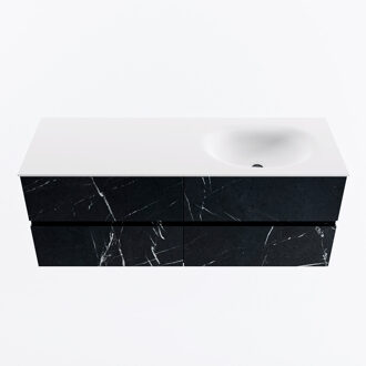 Mondiaz VICA 130cm badmeubel onderkast Marquina 4 lades. Wastafel MOON rechts zonder kraangat, kleur Talc.