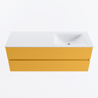 Mondiaz VICA 130cm badmeubel onderkast Ocher 2 lades. Wastafel CLOUD rechts 1 kraangat, kleur Talc.