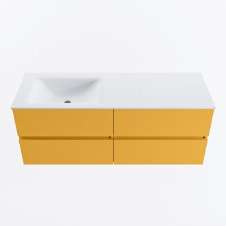 Mondiaz VICA 130cm badmeubel onderkast Ocher 4 lades. Wastafel CLOUD links 1 kraangat, kleur Talc.