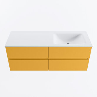 Mondiaz VICA 130cm badmeubel onderkast Ocher 4 lades. Wastafel CLOUD rechts 1 kraangat, kleur Talc.