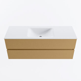 Mondiaz VICA 130cm badmeubel onderkast Oro 2 lades. Wastafel CLOUD midden 1 kraangat, kleur Talc.