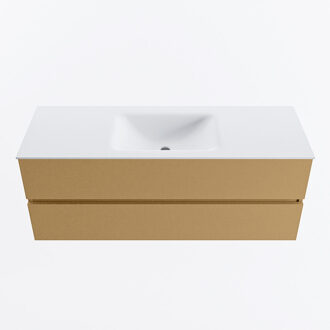 Mondiaz VICA 130cm badmeubel onderkast Oro 2 lades. Wastafel CLOUD midden zonder kraangat, kleur Talc.