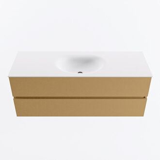 Mondiaz VICA 130cm badmeubel onderkast Oro 2 lades. Wastafel MOON midden 1 kraangat, kleur Talc.