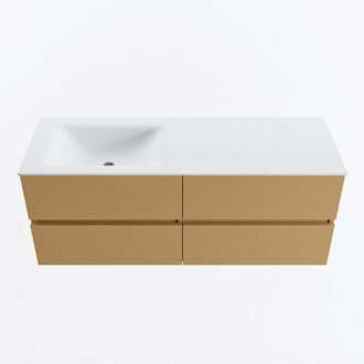 Mondiaz VICA 130cm badmeubel onderkast Oro 4 lades. Wastafel CLOUD links 1 kraangat, kleur Talc.
