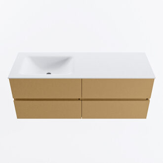 Mondiaz VICA 130cm badmeubel onderkast Oro 4 lades. Wastafel CLOUD links zonder kraangat, kleur Talc.