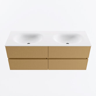 Mondiaz VICA 130cm badmeubel onderkast Oro 4 lades. Wastafel MOON dubbel zonder kraangat, kleur Talc.