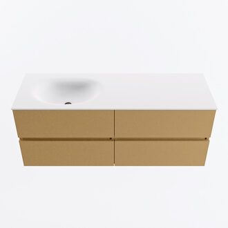 Mondiaz VICA 130cm badmeubel onderkast Oro 4 lades. Wastafel MOON links 1 kraangat, kleur Talc.