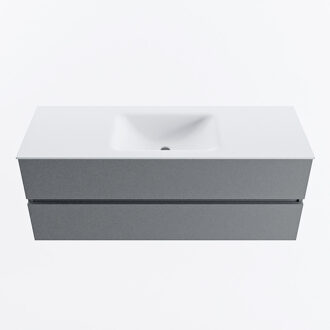 Mondiaz VICA 130cm badmeubel onderkast Plata 2 lades. Wastafel CLOUD midden 1 kraangat, kleur Talc.