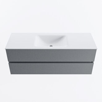 Mondiaz VICA 130cm badmeubel onderkast Plata 2 lades. Wastafel CLOUD midden zonder kraangat, kleur Talc.