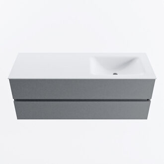 Mondiaz VICA 130cm badmeubel onderkast Plata 2 lades. Wastafel CLOUD rechts 1 kraangat, kleur Talc.