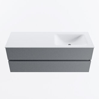 Mondiaz VICA 130cm badmeubel onderkast Plata 2 lades. Wastafel CLOUD rechts zonder kraangat, kleur Talc.