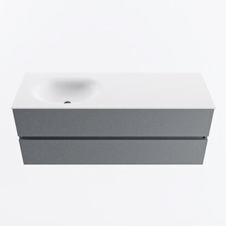 Mondiaz VICA 130cm badmeubel onderkast Plata 2 lades. Wastafel MOON links zonder kraangat, kleur Talc.