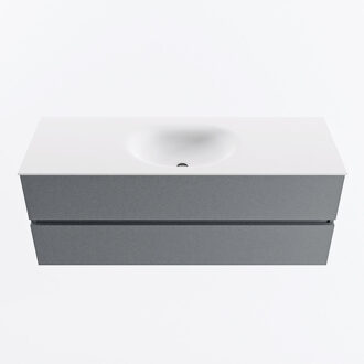 Mondiaz VICA 130cm badmeubel onderkast Plata 2 lades. Wastafel MOON midden zonder kraangat, kleur Talc.