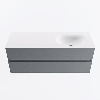 Mondiaz VICA 130cm badmeubel onderkast Plata 2 lades. Wastafel MOON rechts 1 kraangat, kleur Talc.