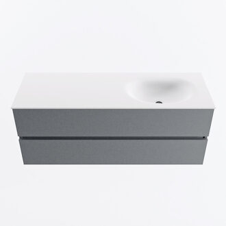 Mondiaz VICA 130cm badmeubel onderkast Plata 2 lades. Wastafel MOON rechts zonder kraangat, kleur Talc.