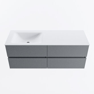 Mondiaz VICA 130cm badmeubel onderkast Plata 4 lades. Wastafel CLOUD links 1 kraangat, kleur Talc.