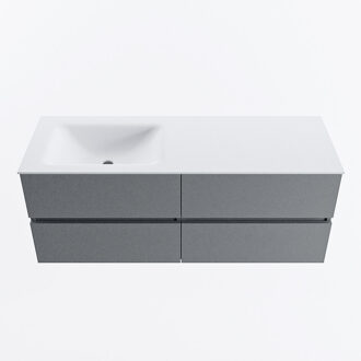 Mondiaz VICA 130cm badmeubel onderkast Plata 4 lades. Wastafel CLOUD links zonder kraangat, kleur Talc.
