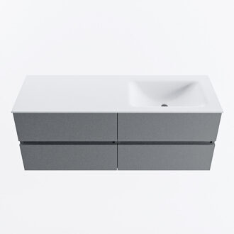 Mondiaz VICA 130cm badmeubel onderkast Plata 4 lades. Wastafel CLOUD rechts 1 kraangat, kleur Talc.