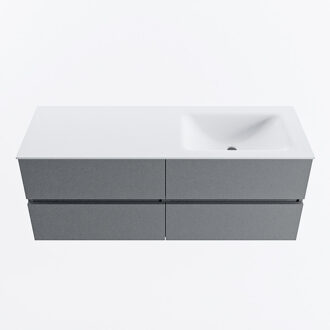 Mondiaz VICA 130cm badmeubel onderkast Plata 4 lades. Wastafel CLOUD rechts zonder kraangat, kleur Talc.