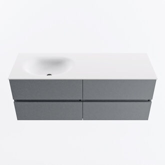 Mondiaz VICA 130cm badmeubel onderkast Plata 4 lades. Wastafel MOON links 1 kraangat, kleur Talc.