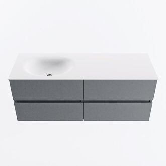Mondiaz VICA 130cm badmeubel onderkast Plata 4 lades. Wastafel MOON links zonder kraangat, kleur Talc.