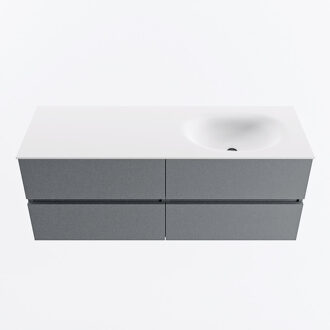 Mondiaz VICA 130cm badmeubel onderkast Plata 4 lades. Wastafel MOON rechts 1 kraangat, kleur Talc.