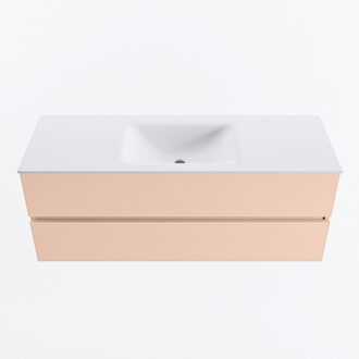 Mondiaz VICA 130cm badmeubel onderkast Rosee 2 lades. Wastafel CLOUD midden 1 kraangat, kleur Talc.