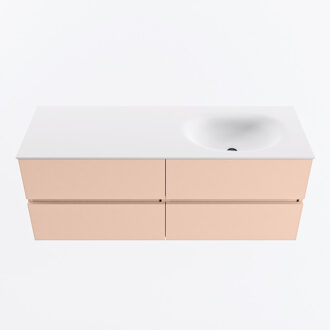 Mondiaz VICA 130cm badmeubel onderkast Rosee 4 lades. Wastafel MOON rechts 1 kraangat, kleur Talc.