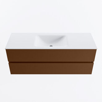 Mondiaz VICA 130cm badmeubel onderkast Rust 2 lades. Wastafel CLOUD midden zonder kraangat, kleur Talc.