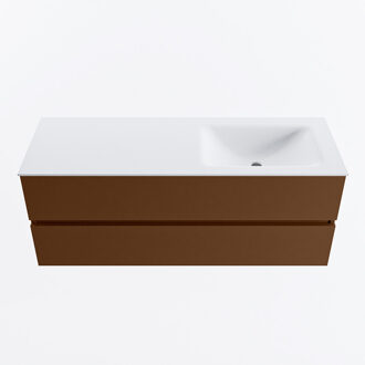 Mondiaz VICA 130cm badmeubel onderkast Rust 2 lades. Wastafel CLOUD rechts zonder kraangat, kleur Talc.