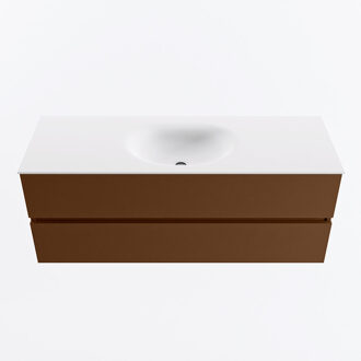 Mondiaz VICA 130cm badmeubel onderkast Rust 2 lades. Wastafel MOON midden 1 kraangat, kleur Talc.