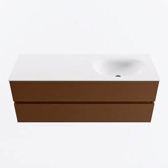 Mondiaz VICA 130cm badmeubel onderkast Rust 2 lades. Wastafel MOON rechts zonder kraangat, kleur Talc.