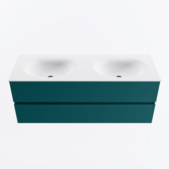 Mondiaz VICA 130cm badmeubel onderkast Smag 2 lades. Wastafel MOON dubbel zonder kraangat, kleur Talc.