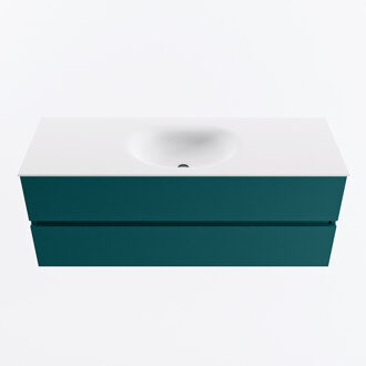 Mondiaz VICA 130cm badmeubel onderkast Smag 2 lades. Wastafel MOON midden 1 kraangat, kleur Talc.