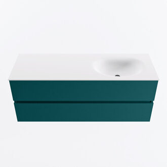 Mondiaz VICA 130cm badmeubel onderkast Smag 2 lades. Wastafel MOON rechts zonder kraangat, kleur Talc.