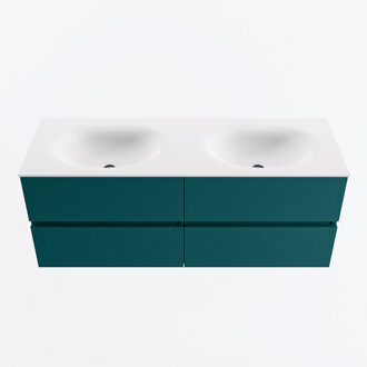 Mondiaz VICA 130cm badmeubel onderkast Smag 4 lades. Wastafel MOON dubbel 2 kraangaten, kleur Talc.