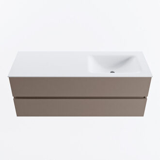 Mondiaz VICA 130cm badmeubel onderkast Smoke 2 lades. Wastafel CLOUD rechts 1 kraangat, kleur Talc.