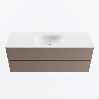 Mondiaz VICA 130cm badmeubel onderkast Smoke 2 lades. Wastafel MOON midden 1 kraangat, kleur Talc.