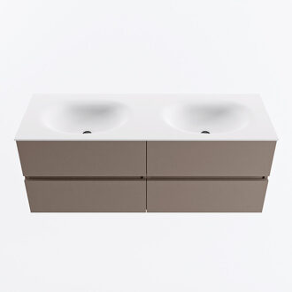 Mondiaz VICA 130cm badmeubel onderkast Smoke 4 lades. Wastafel MOON dubbel 2 kraangaten, kleur Talc.