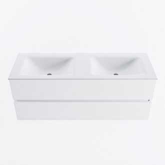 Mondiaz VICA 130cm badmeubel onderkast Talc 2 lades. Wastafel CLOUD dubbel 2 kraangaten, kleur Talc.