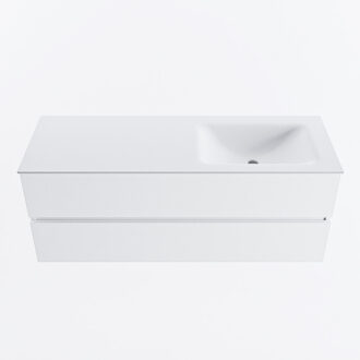 Mondiaz VICA 130cm badmeubel onderkast Talc 2 lades. Wastafel CLOUD rechts 1 kraangat, kleur Talc.