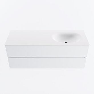 Mondiaz VICA 130cm badmeubel onderkast Talc 2 lades. Wastafel MOON rechts 1 kraangat, kleur Talc.