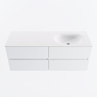 Mondiaz VICA 130cm badmeubel onderkast Talc 4 lades. Wastafel MOON rechts 1 kraangat, kleur Talc.