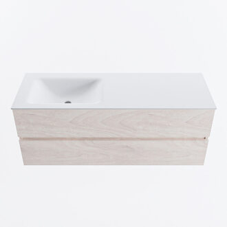 Mondiaz VICA 130cm badmeubel onderkast Underlayment 2 lades. Wastafel CLOUD links 1 kraangat, kleur Talc.