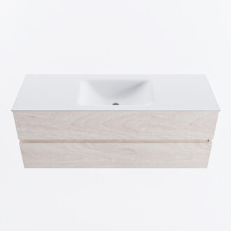 Mondiaz VICA 130cm badmeubel onderkast Underlayment 2 lades. Wastafel CLOUD midden zonder kraangat, kleur Talc.